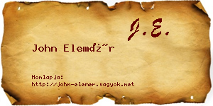 John Elemér névjegykártya